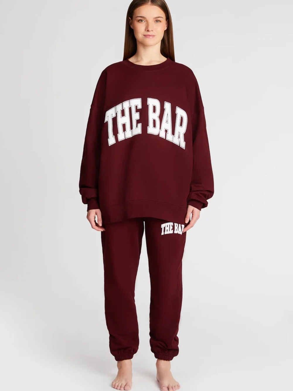 The Bar Burgundy Oversized Sweater with White Logo